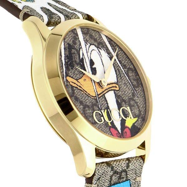 Shop Authentic Gucci G Timeless Disney Donald Duck Brown Dial Brown Leather Strap Watch For Women - YA1264167 - Luxxuri