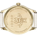  Shop Authentic Gucci G Timeless Quartz Gold Dial Beige Leather Strap Watch For Women - YA1264180 - Luxxuri
