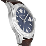  Shop Authentic Versace Greca Time Quartz Blue Dial Brown Leather Strap Watch For Men - VE3K00122 - Luxxuri