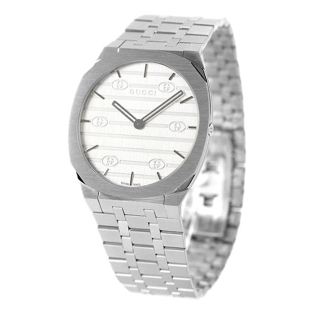  Shop Authentic Gucci 25H Quartz Silver Dial Silver Steel Strap Unisex Watch - YA163407 - Luxxuri