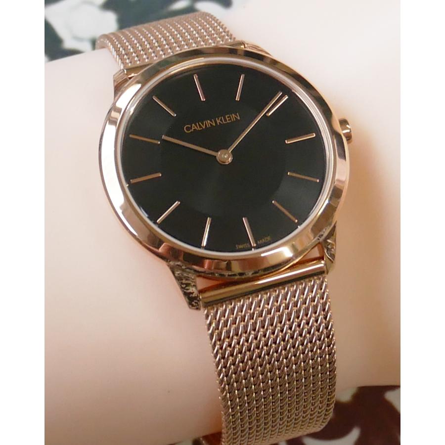  Shop Authentic Calvin Klein Minimal Black Dial Rose Gold Mesh Bracelet Watch for Women - K3M2262Y - Luxxuri