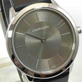  Shop Authentic Calvin Klein Minimal Grey Dial Black Leather Strap Watch for Men - K3M221C4 - Luxxuri