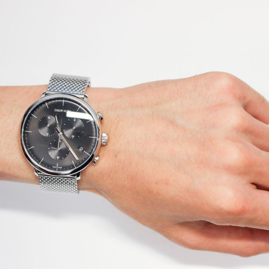  Shop Authentic Calvin Klein High Noon Chronograph Black Dial Silver Mesh Bracelet Watch for Men - K8M27121 - Luxxuri