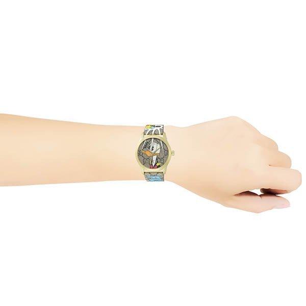  Shop Authentic Gucci G Timeless Disney Donald Duck Brown Dial Brown Leather Strap Watch For Women - YA1264167 - Luxxuri