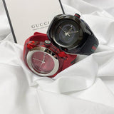  Shop Authentic Gucci Sync Quartz Red Dial Red Rubber Strap Watch For Women - YA137303 - Luxxuri