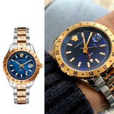  Shop Authentic Versace Hellenyium GMT Blue Dial Two Tone Steel Strap Watch for Men - V11060017 - Luxxuri