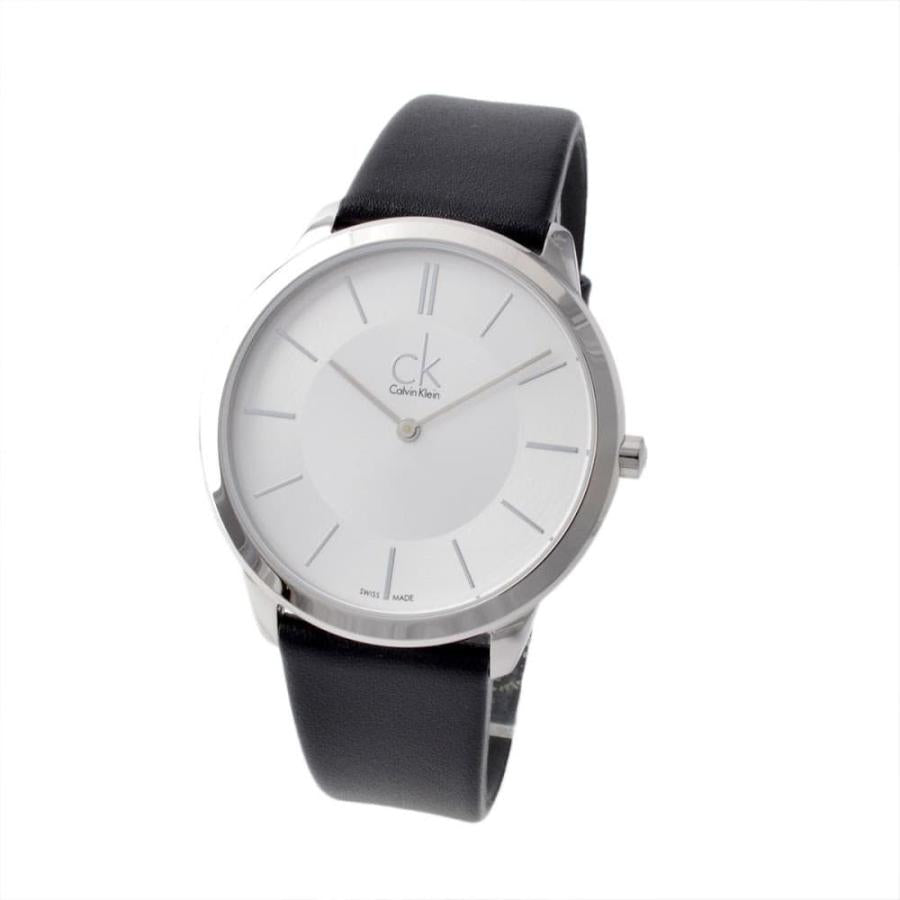  Shop Authentic Calvin Klein Minimalist White Dial Black Leather Strap Watch for Men - K3M211C6 - Luxxuri