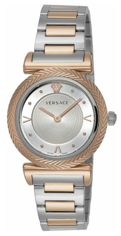  Shop Authentic Versace V-Motif Silver Dial Two Tone Steel Strap Watch for Women - VERE00718 - Luxxuri