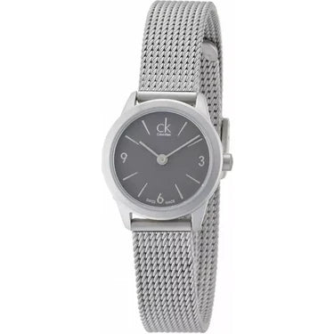 Shop Authentic Calvin Klein Minimal Grey Dial Silver Mesh Bracelet Watch for Women - K3M53154 - Luxxuri