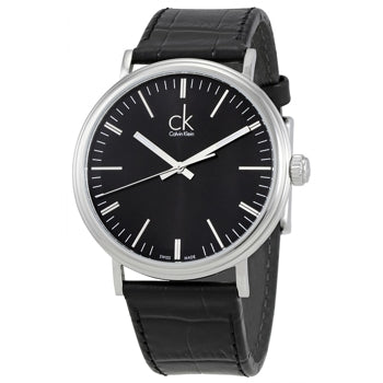  Shop Authentic Calvin Klein Surround Black Dial Black Leather Strap Watch for Men - K3W211C1 - Luxxuri