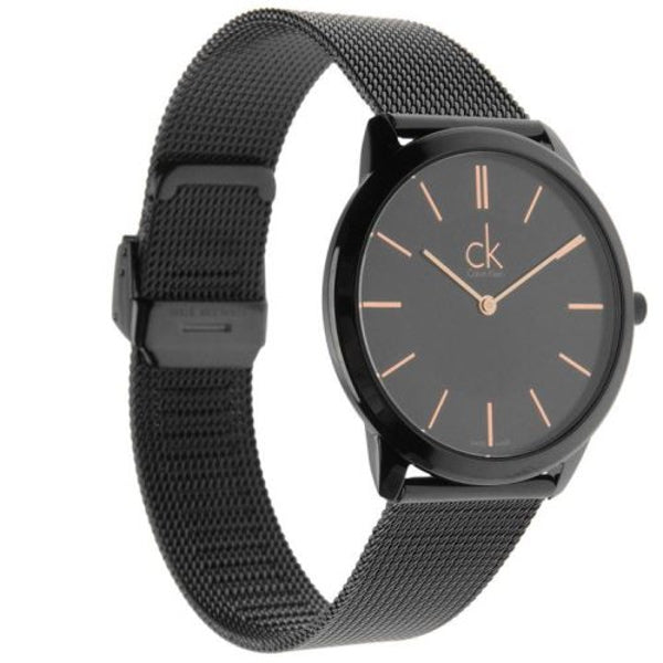  Shop Authentic Calvin Klein Minimal Black Dial Black Mesh Bracelet Watch for Men - K3M21421 - Luxxuri