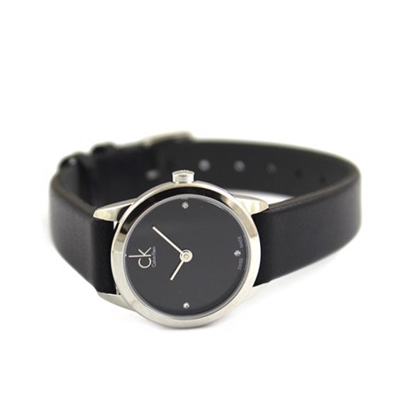  Shop Authentic Calvin Klein Minimal Black Dial Black Leather Strap Watch for Women - K3M231C4 - Luxxuri