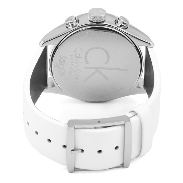  Shop Authentic Calvin Klein Masculine Chronograph White Dial White Leather Strap Watch for Men - K2H27101 - Luxxuri