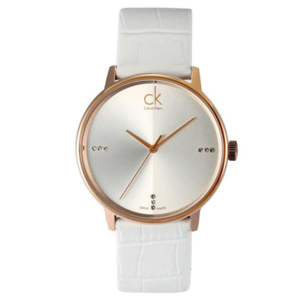  Shop Authentic Calvin Klein Accent White Dial White Leather Strap Watch for Women - K2Y2Y6KW - Luxxuri