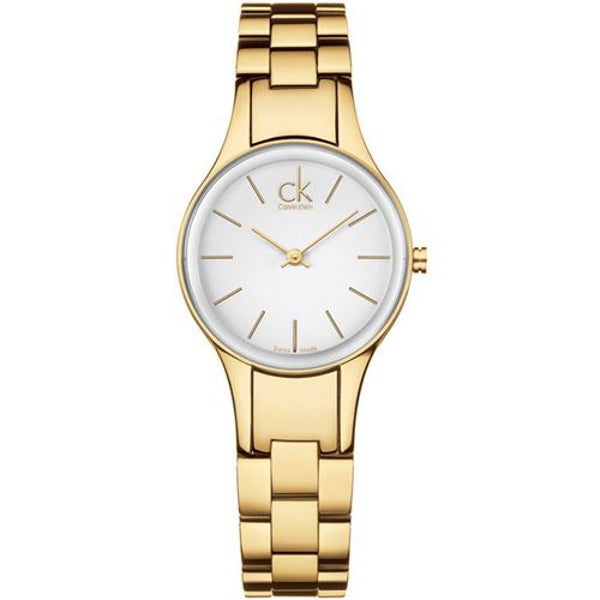  Shop Authentic Calvin Klein Simplicity White Dial Gold Steel Strap Watch for Women - K4323212 - Luxxuri
