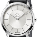  Shop Authentic Calvin Klein Minimal Silver Dial Black Leather Strap Watch for Women - K3M221C6 - Luxxuri