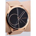  Shop Authentic Calvin Klein Minimal Black Dial Rose Gold Mesh Bracelet Watch for Men - K3M21621 - Luxxuri