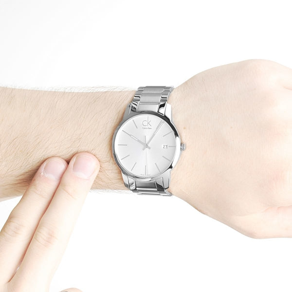  Shop Authentic Calvin Klein City Silver Dial Silver Steel Strap Watch for Men - K2G2G146 - Luxxuri