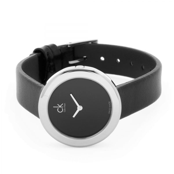  Shop Authentic Calvin Klein Firm Black Dial Black Leather Strap Watch for Women - K3N231C1 - Luxxuri