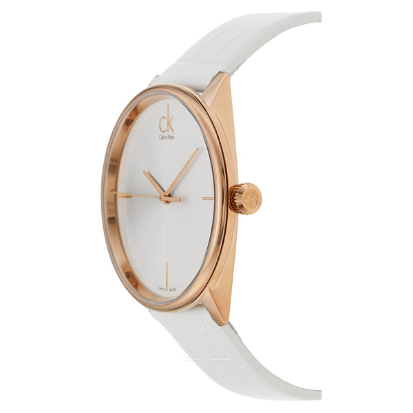  Shop Authentic Calvin Klein Accent White Dial White Leather Strap Watch for Women - K2Y2X6K6 - Luxxuri