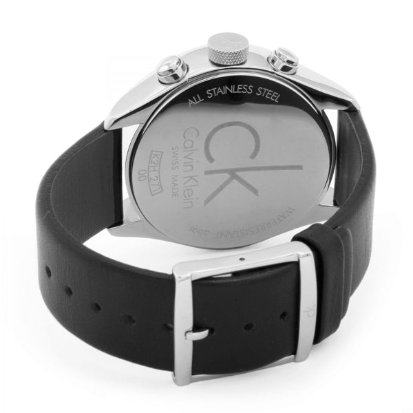  Shop Authentic Calvin Klein Masculine Chronograph White Dial Black Leather Strap Watch for Men - K2H27120 - Luxxuri