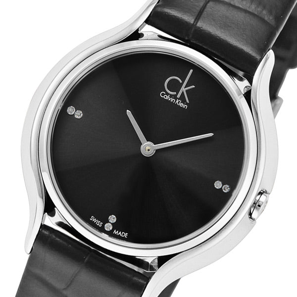  Shop Authentic Calvin Klein Skirt Black Dial Black Leather Strap Watch for Women - K2U231CS - Luxxuri