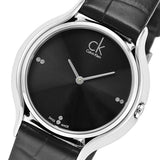  Shop Authentic Calvin Klein Skirt Black Dial Black Leather Strap Watch for Women - K2U231CS - Luxxuri