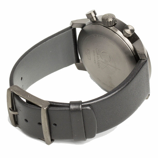  Shop Authentic Calvin Klein City Chronograph Grey Dial Black Leather Strap Watch for Men - K2G177C3 - Luxxuri