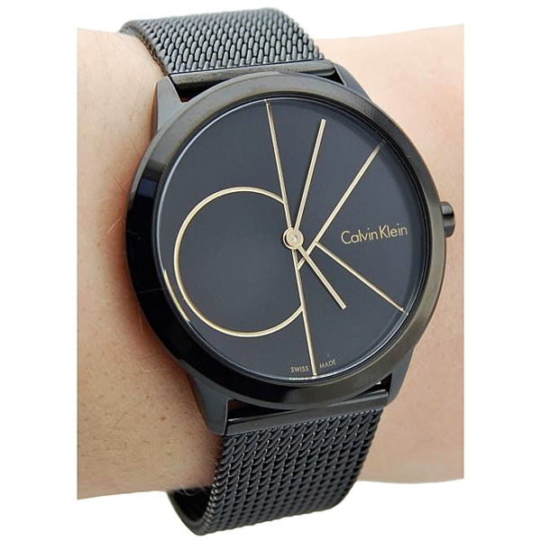  Shop Authentic Calvin Klein Minimal Black Dial Black Mesh Bracelet Watch for Women - K3M224X1 - Luxxuri