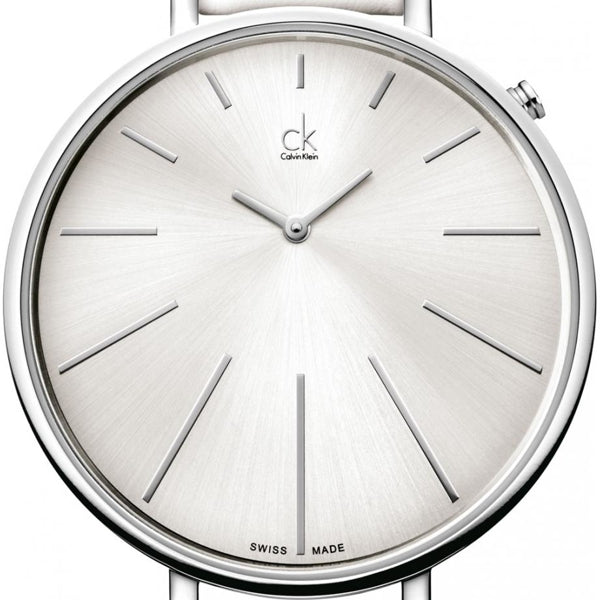  Shop Authentic Calvin Klein Equal White Dial White Leather Strap Watch for Women - K3E231L6 - Luxxuri
