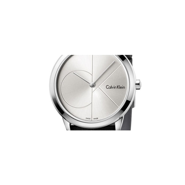  Shop Authentic Calvin Klein Minimal Silver Dial Black Leather Strap Watch for Men - K3M221CY - Luxxuri