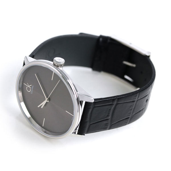  Shop Authentic Calvin Klein Accent Black Dial Black Leather Strap Watch for Men - K2Y2X1CU - Luxxuri