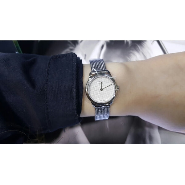  Shop Authentic Calvin Klein Minimal White Dial Silver Mesh Bracelet Watch for Women - K3M2312Y - Luxxuri