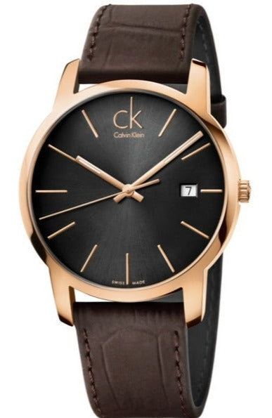  Shop Authentic Calvin Klein City Chronograph Brown Dial Brown Leather Strap Watch for Men - K2G2G6G3 - Luxxuri