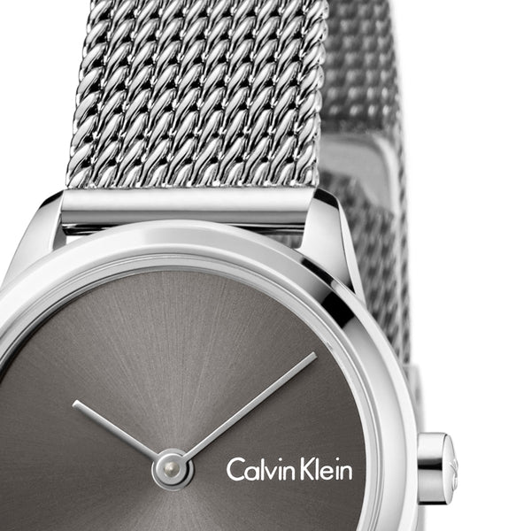  Shop Authentic Calvin Klein Minimal Grey Dial Silver Mesh Bracelet Watch for Women - K3M231Y3 - Luxxuri