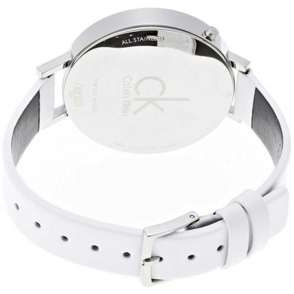  Shop Authentic Calvin Klein Firm Silver Dial White Leather Strap Watch for Women - K3N231L6 - Luxxuri