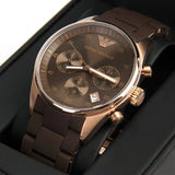  Shop Authentic Emporio Armani Sportivo Chronograph Brown Dial Brown Silicone Strap Watch For Men - AR5891 - Luxxuri