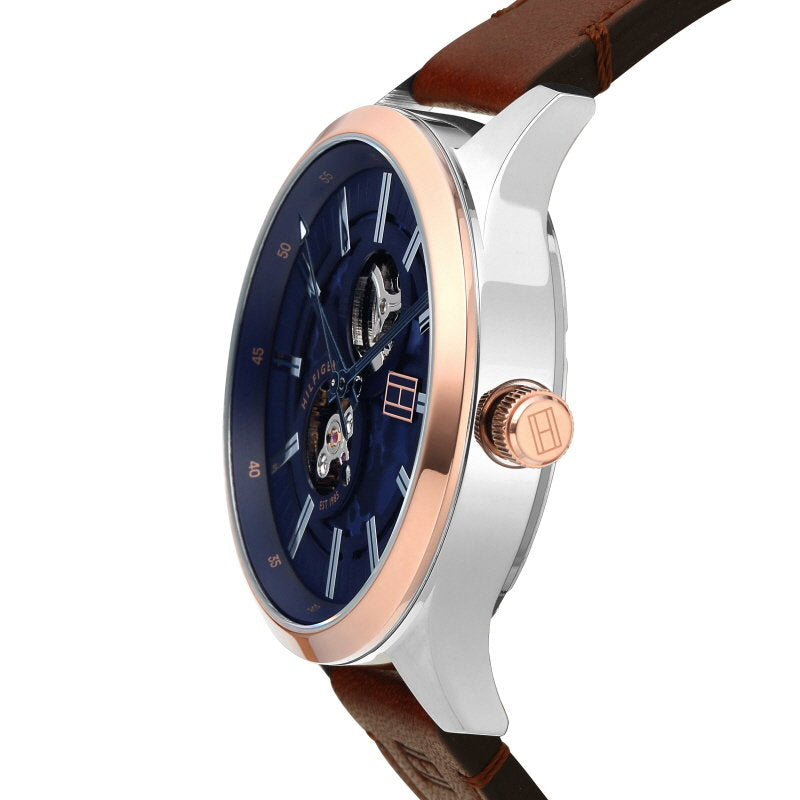  Shop Authentic Tommy Hilfiger Spencer Blue Dial Brown Leather Strap Watch for Men - 1791642 - Luxxuri