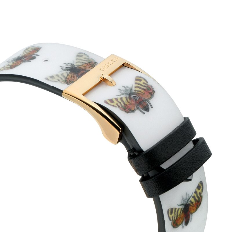  Shop Authentic Gucci G Timeless Quartz White Dial White Leather Strap Watch For Women - YA1264109 - Luxxuri