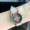  Shop Authentic Gucci G Timeless Quartz Red & Green Dial Beige Leather Strap Watch For Women - YA1265009 - Luxxuri