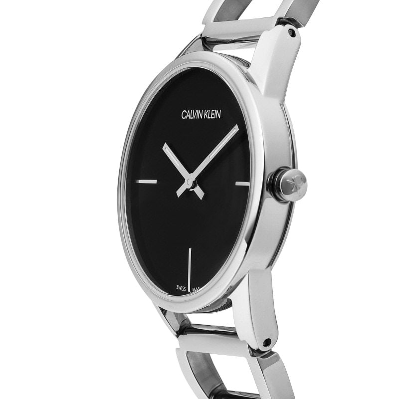  Shop Authentic Calvin Klein Stately Black Dial Silver Steel Strap Watch for Women - K3G23121 - Luxxuri