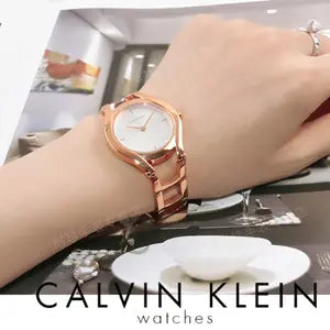  Shop Authentic Calvin Klein Class White Dial Rose Gold Steel Strap Watch for Women - K6R23626 - Luxxuri