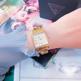  Shop Authentic Guess Vanity Diamonds Silver Dial Gold Steel Strap Watch for Women - W1030L2 - Luxxuri