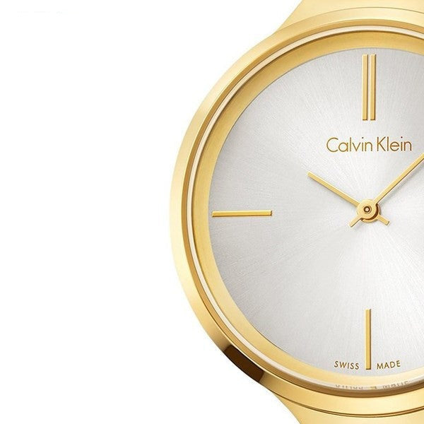 Calvin Klein Lively White Dial Gold Steel Strap Watch for Women - K4U23526