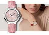  Shop Authentic Cartier Ballon Blue De Cartier Pink Dial Pink Leather Strap Watch for Women - WSBB0031 - Luxxuri