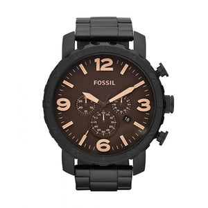  Shop Authentic Fossil Nate Chrongraph Ion Plated Black Dial Black Steel Strap Watch for Men - JR1356 - Luxxuri