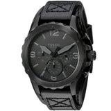  Shop Authentic Fossil Nate Chronograph Black Dial Black Leather Strap Watch for Men - JR1510 - Luxxuri