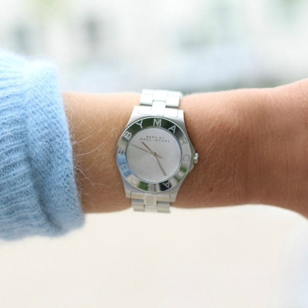 Marc Jacobs Blade Chronograph Silver Dial Silver  Steel Strap Watch for Women - MBM3125