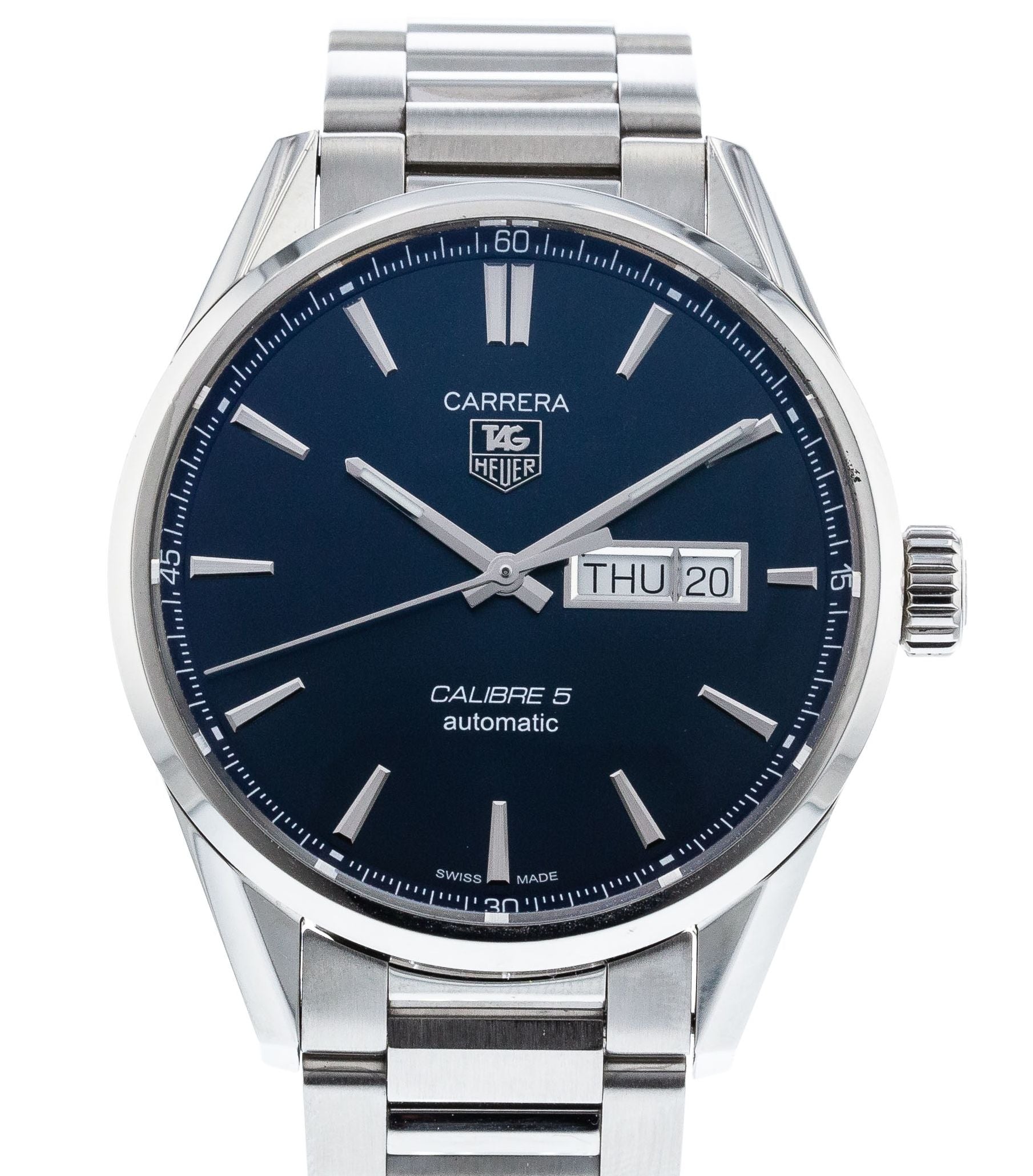  Shop Authentic Tag Heuer Carrera Automatic Blue Dial Silver Steel Strap Watch for Men - WAR201E.BA0723 - Luxxuri