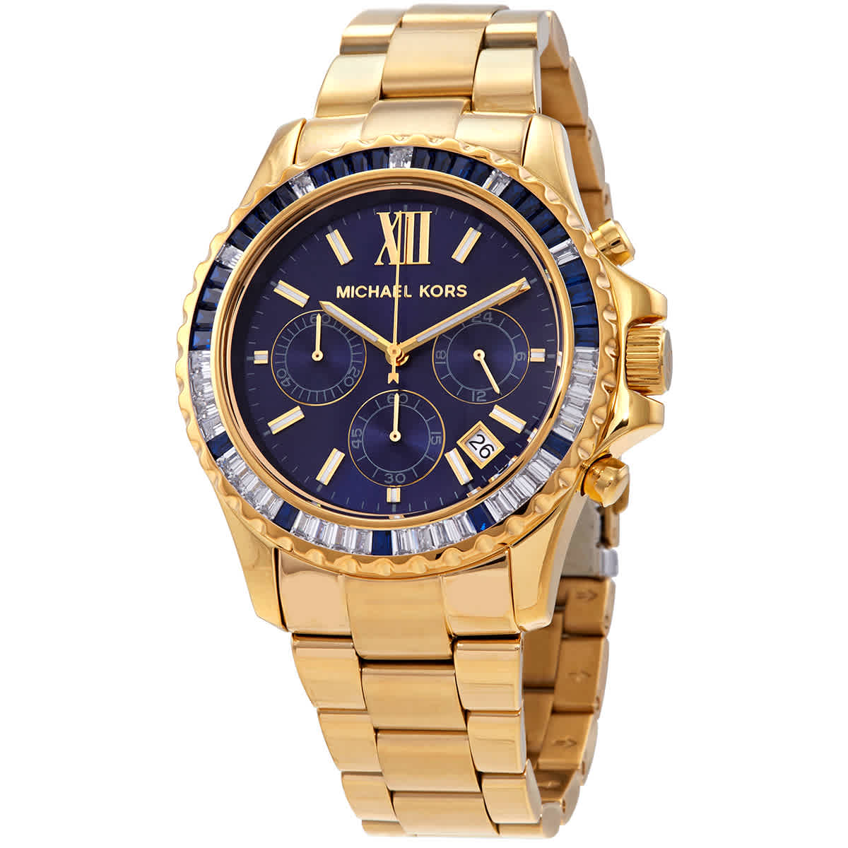  Shop Authentic Michael Kors Everest Chronograph Blue Dial Gold Steel Strap Watch for Women - MK5754 - Luxxuri